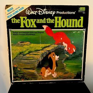 VINTAGE WALT DISNEY THE FOX & THE HOUND LP 12” SINGALONG BOOK‎ & VINYL RECORD